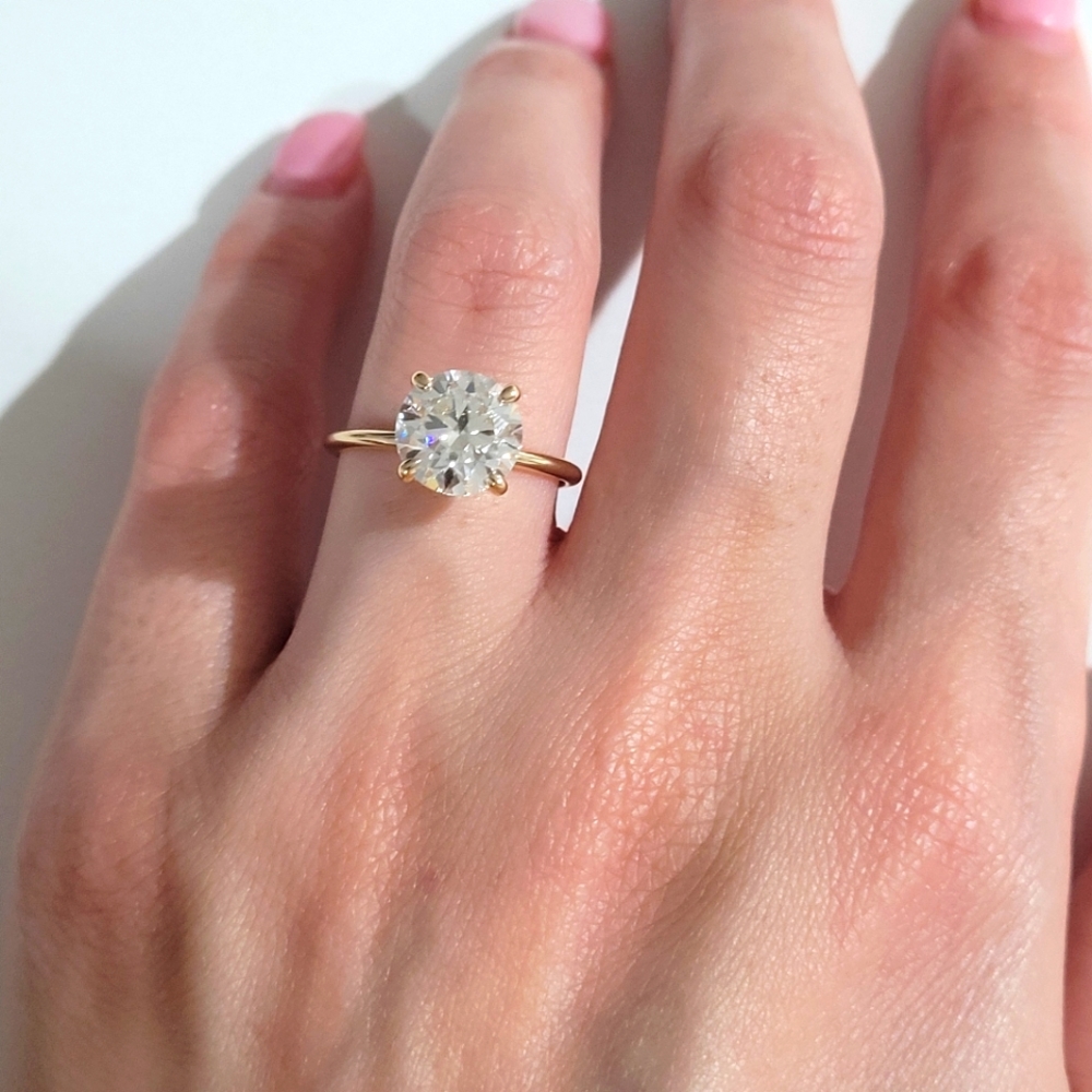 3ct Round cut Genuine Moissanite 14k solid Gold Engagement Ring Size 7